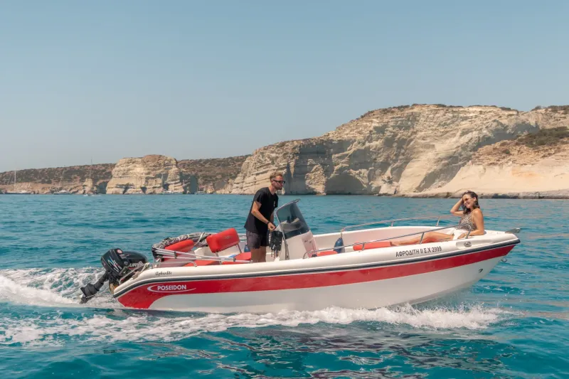 APHRODITE II, a 5.6m Poseidon Blu Water 185 for up to 5 passengers in Milos