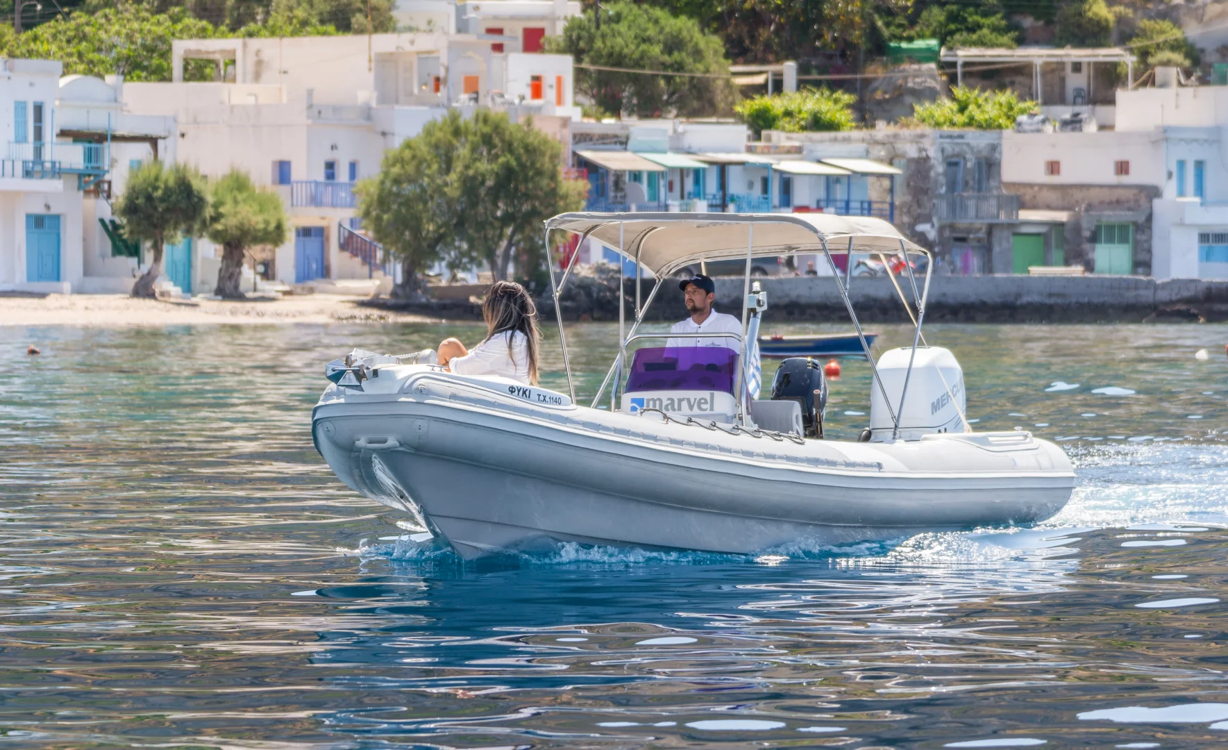 SEAWEED, a 9.6m Marvel 960 for up to 9 passengers in Milos