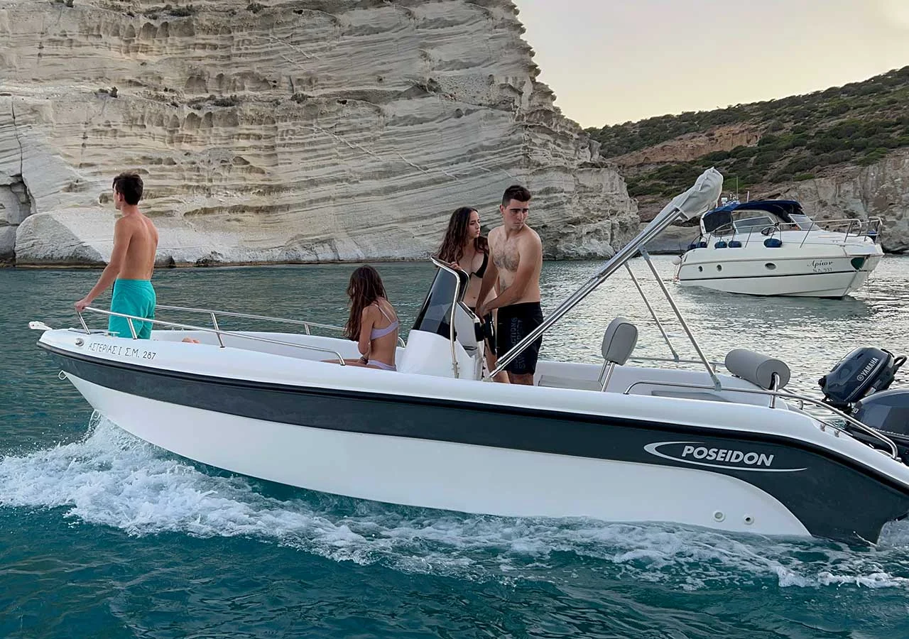 ASTERIAS I, a 5.6m Poseidon Blu Water 185 for up to 5 passengers in Milos